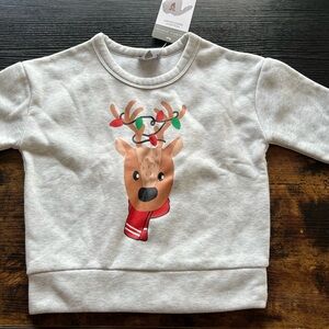Adorable Reindeer Kids Sweatshirt - Light Gray